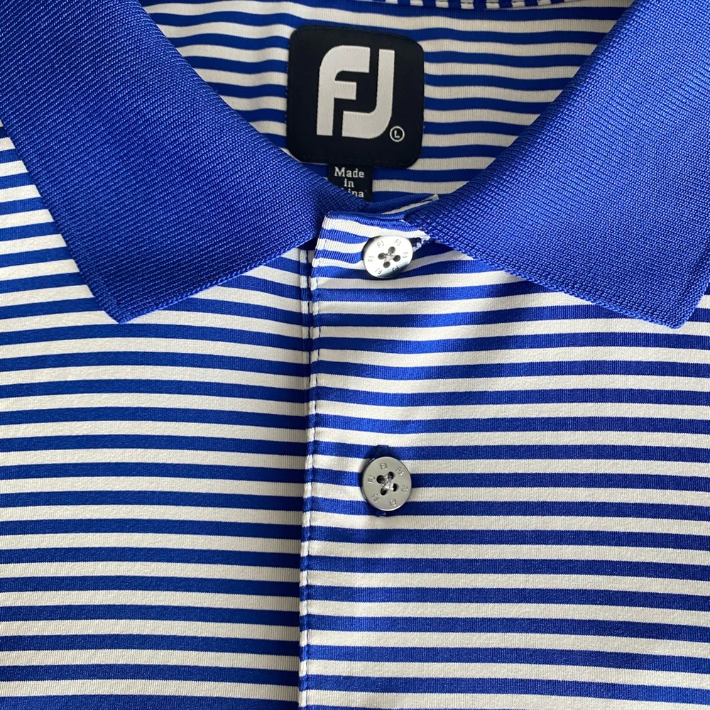 FootJoy Royal Blue and White Striped Polo